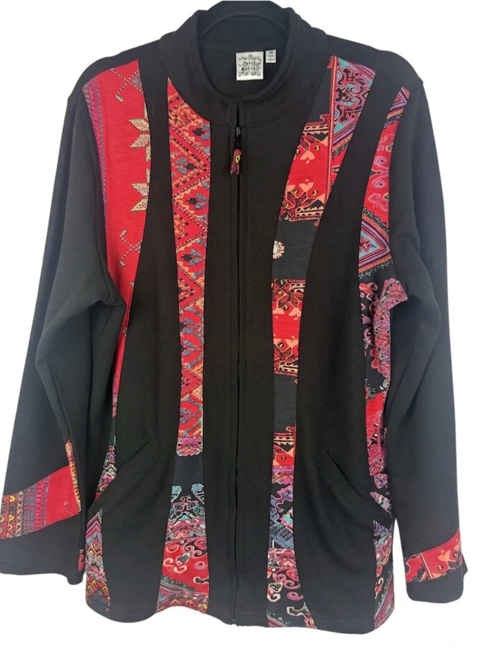 Parsley & Sage Boho Patchwork Full Zip Cotton Jacket Size M Multi-Color